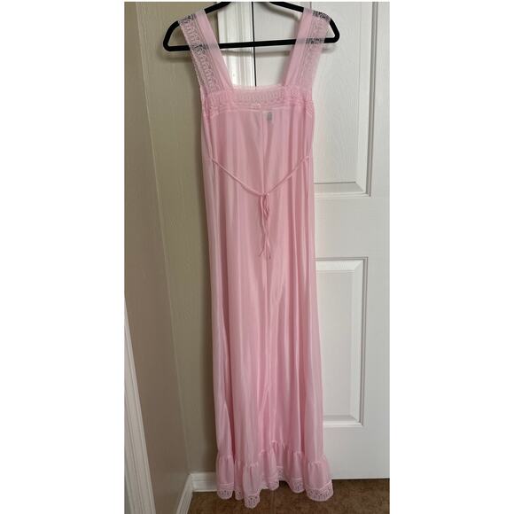 Vintage Pink Peignoir Nightgown Robe Set Small Lace‎ Detail - Picture 3 of 8